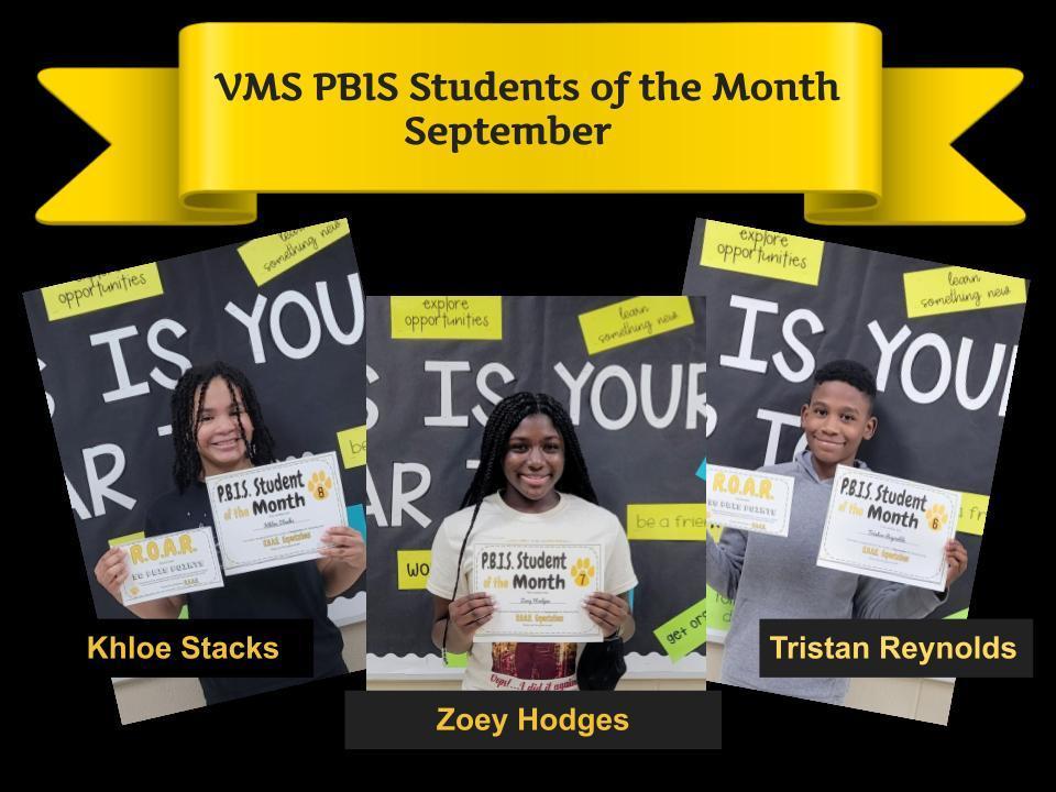 VMS PBIS Students of the Month