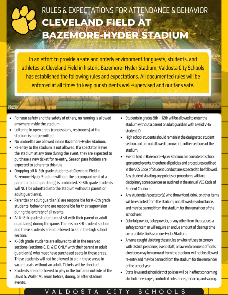 Bazemore-Hyder Stadium Rules & Expectations