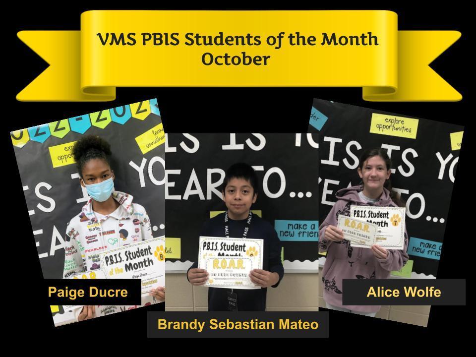 PBIS Students of the Month