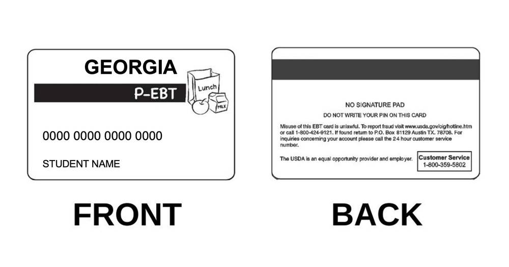 Georgia P-EBT Card Samples