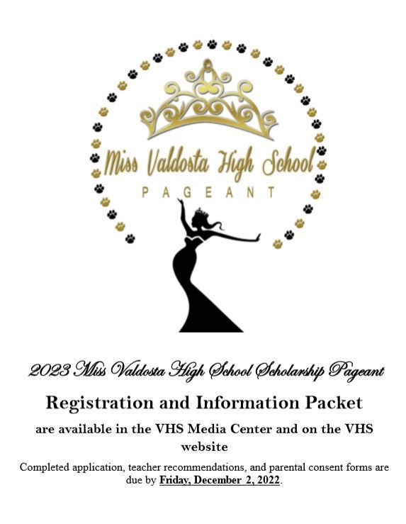 Miss VHS Pageant Application Valdosta High School