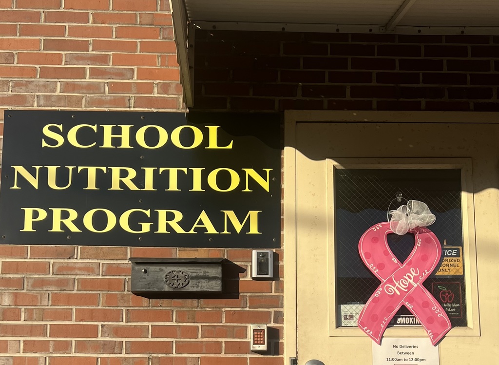 School Nutrition  Sign with pink ribbon.