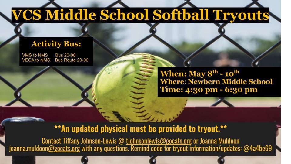 VCS Middle School Softball Tryouts
