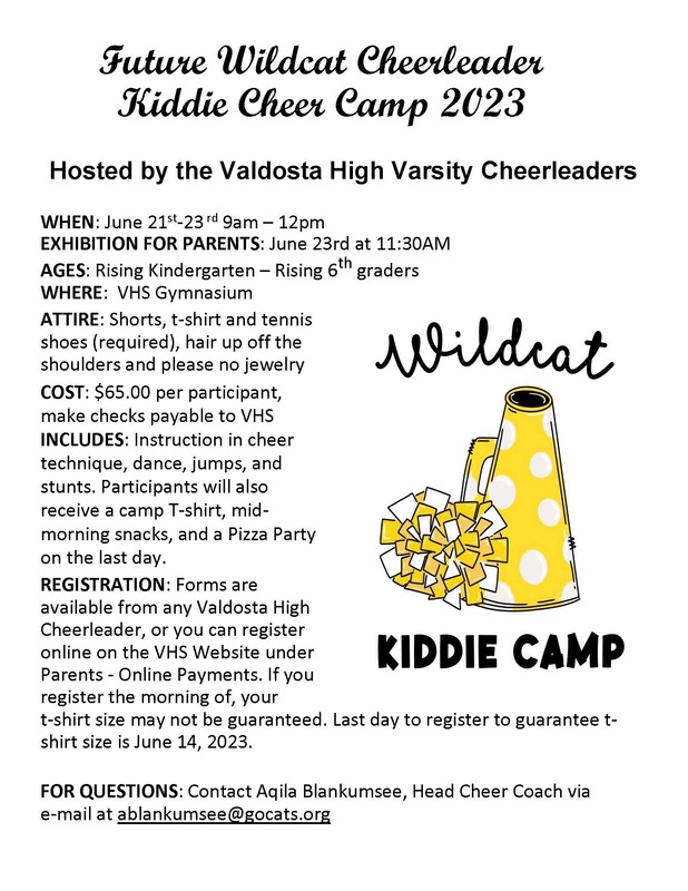Future Wildcat Cheerleader Kiddie Cheer Camp 2023